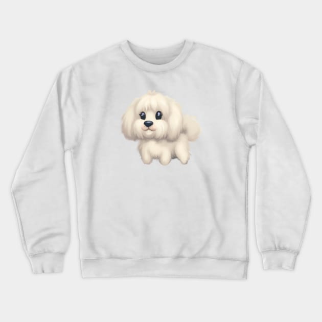 Cute Maltese Dog Drawing Crewneck Sweatshirt by Play Zoo